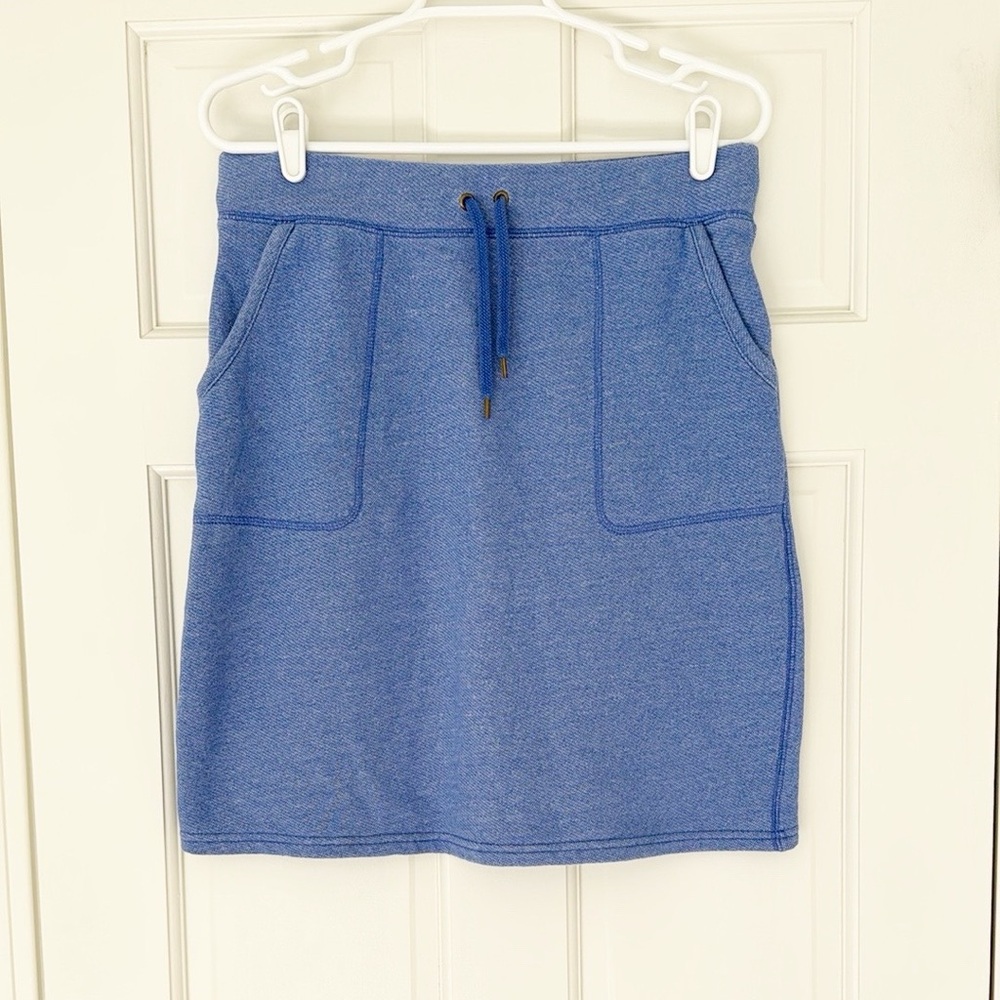 L.L.BEAN skirt size S blue elastic waist drawstring pockets casual pull on